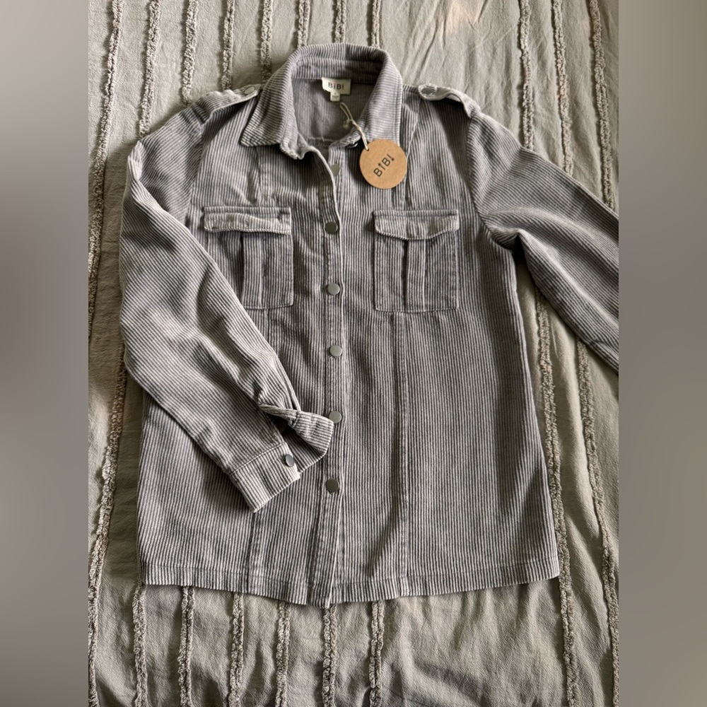 NWT 100% Cotton Ribbed Button Up Jacket Size M